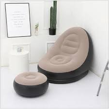 Inflatable Ultra-Lounge Air Sofa & Ottoman Set – Ergonomic Flocked Lazy Chair