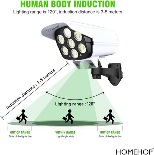 Homehop Solar Security Light Dummy Camera – 77 LED Wireless Motion Sensor Outdoor Wall Lamp