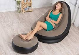 Inflatable Ultra-Lounge Air Sofa & Ottoman Set – Ergonomic Flocked Lazy Chair