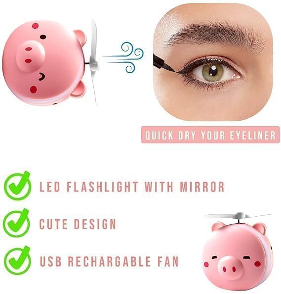 Piggy fan with mirror